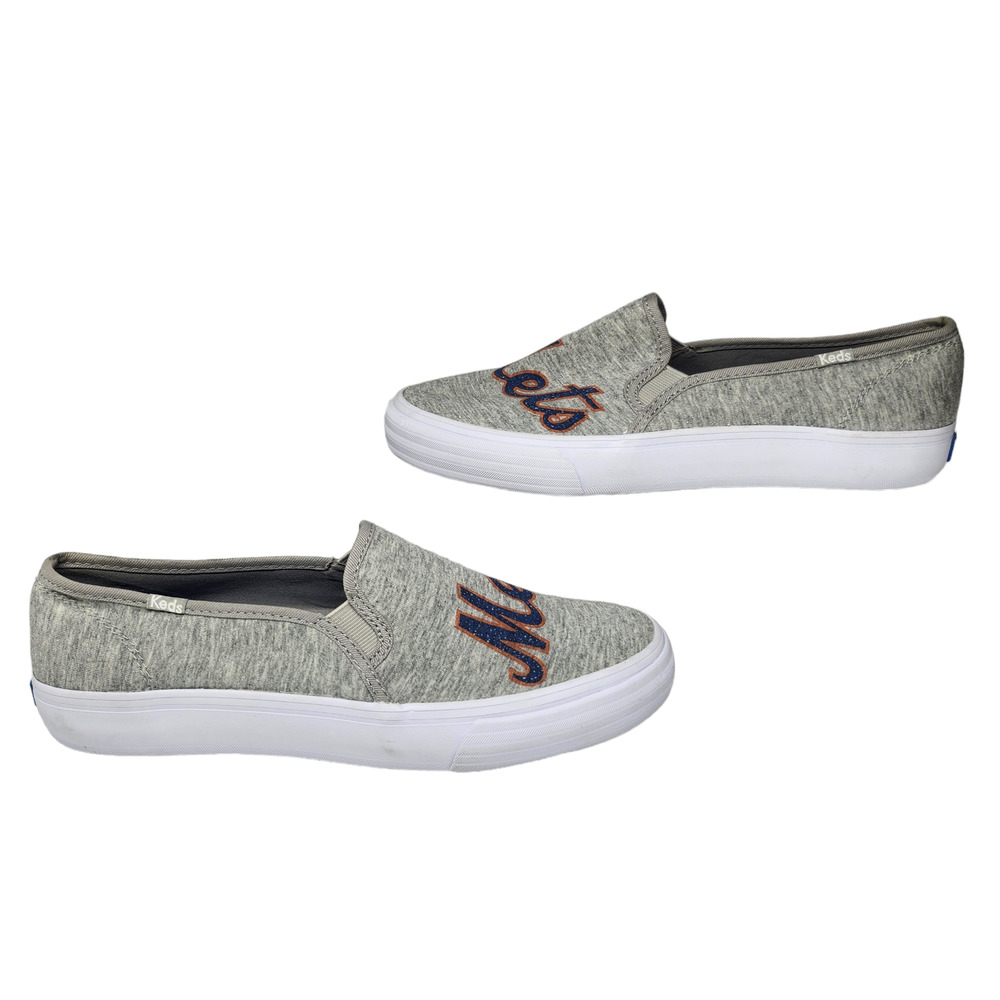 New York Mets Shoes Womens 9.5 Gray Blue Orange Keds Slip Ons MLB Baseball Comfy - Picture 2 of 12